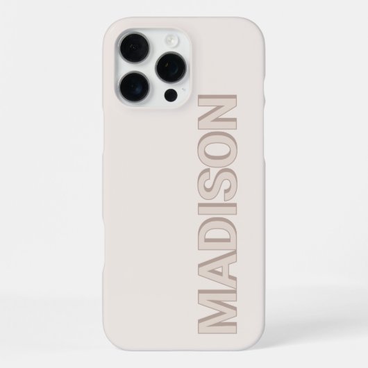 Modern Beige Monogram Name iPhone Hülle (Rückseite)