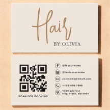 Modern Beige Neutral QR Code Hair Stylist