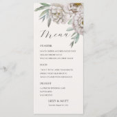 Modern beige & Off White Floral Wedding Menu Menükarte (Vorderseite)