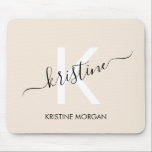 Modern beige Skriptmonogramm-Mauspad Mousepad<br><div class="desc">Modern beige Skriptmonogramm-Mauspad</div>