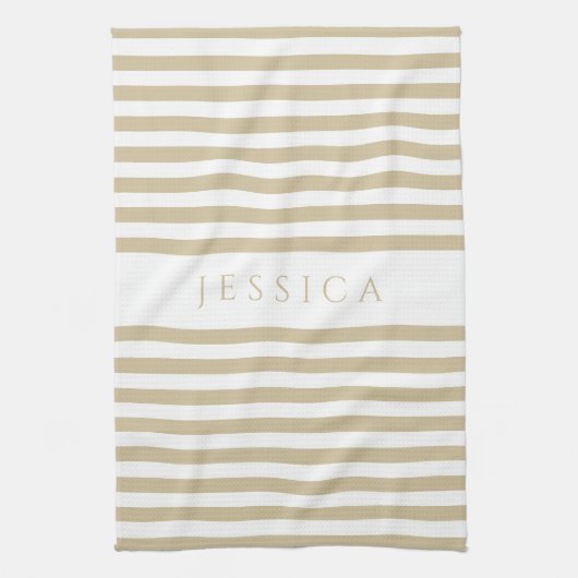 Modern Beige Streifen Pattername Geschirrtuch (Vertikal)