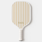 Modern Beige Stripes Custom Name Pickleball Paddle (Rückseite)