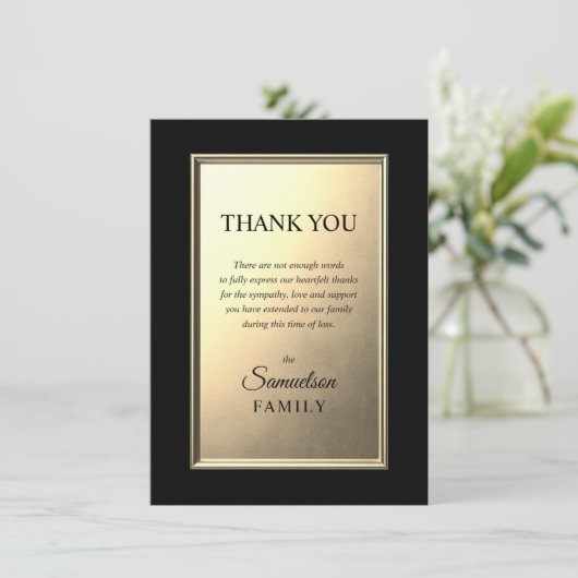 Modern Beileid Mascula Gold Schwarzes FOTO Karte (Stehend Vorderseite)