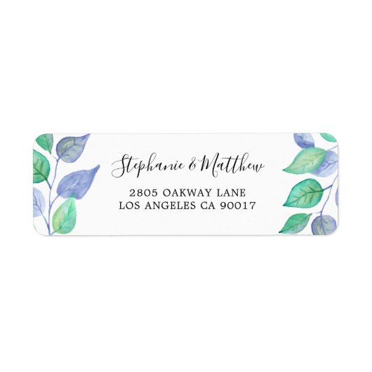 Modern bemalt blaues Leaf Wasserfarbe Foliage (Vorne)