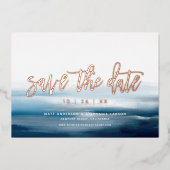 Modern bemalt Strand Ocean Theme Save the Date Folieneinladung (Vorderseite)