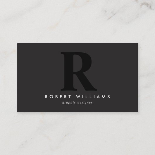 Modern Beruflich Black Monogram Initial Visitenkarte (Vorderseite)