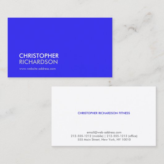 MODERN BERUFLICH Bright Blue Visitenkarte (Vorne/Hinten)