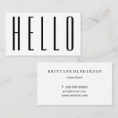 Modern Beruflich Minimalistisch kühl Hallo Visitenkarte (Vorne/Hinten)