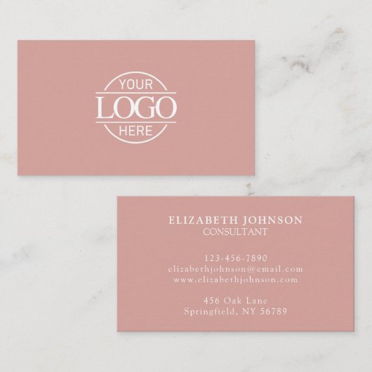 Modern Berufliche Dusty Rose Company Logo Visitenkarte (Vorne/Hinten)