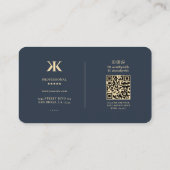 Modern Berufliche Firmenlogos Monogram K Blue Visitenkarte (Rückseite)