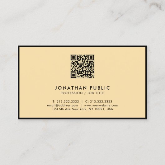 Modern Beruflicher QR-Code Schwarz und Gold Visitenkarte (Rückseite)