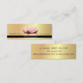 Modern Berufliches Elegantes Gold, Stripe Lotus Mini Visitenkarte (Vorne/Hinten)