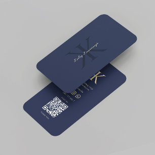 Modern Berufliches Logo Monogram K Dark Blue Gold Visitenkarte