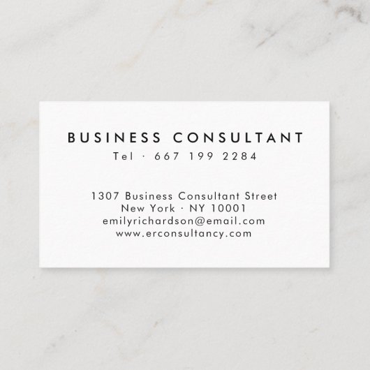 Modern berufliches, minimales Schwarzweißlogo Visitenkarte (Rückseite)