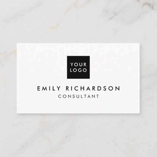 Modern berufliches, minimales Schwarzweißlogo Visitenkarte (Vorderseite)