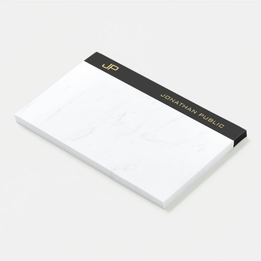 Modern Berufliches Monogram Black Simple Post-it Klebezettel (angewinkelt)