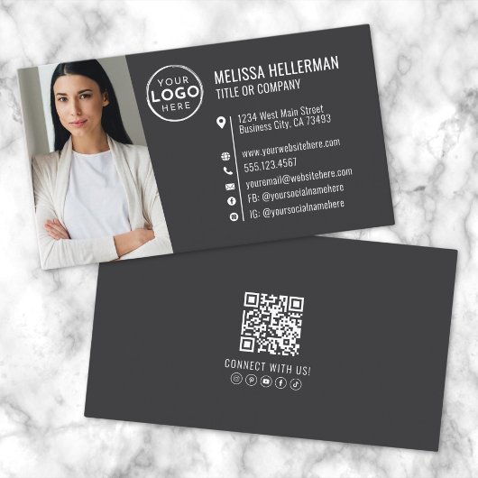 Modern Berufliches QR-Foto-Logo Visitenkarte