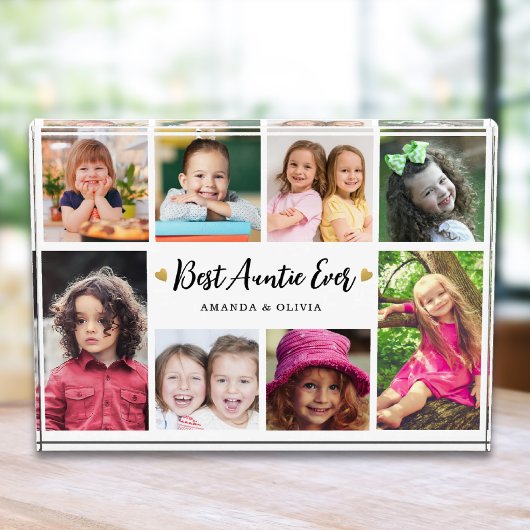 Modern Best Auntie Ever 8 Picture Collage Keepsake Fotoblock