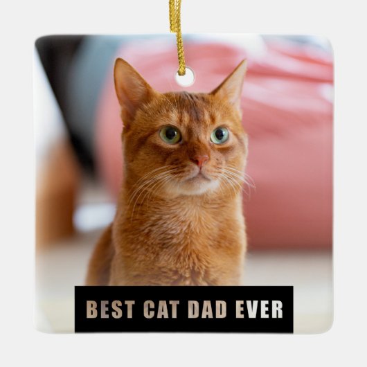 Modern Best Cat Dad Ever Foto von Christmas Keramikornament (Vorderseite)