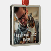 Modern Best Cat Dad Ever– Personalized Photo  Ornament Aus Metall (Rechts)