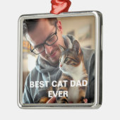 Modern Best Cat Dad Ever– Personalized Photo  Ornament Aus Metall (Links)