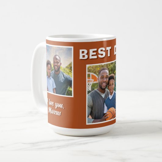 Modern Best Dad Ever 3 Photo Collage Father Kaffeetasse (Vorderseite Links)