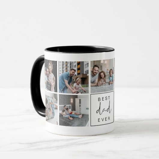 Modern Best Dad Ever Custom Photo Coffee Tasse (Vorderseite Links)
