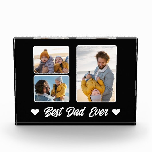 Modern Best Dad Ever Photo Collage Photo Block (Vorderseite)