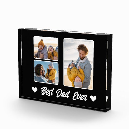 Modern Best Dad Ever Photo Collage Photo Block (Rechts)