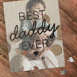 Modern Best Daddy Ever Foto Puzzle<br><div class="desc">Puzzle für Custom Papa mit einem Foto,  das Sie durch Ihr eigenes ersetzen können,  dem niedlichen Sprichwort "Bester Papa je",  einem Herz und den Kindernamen.</div>