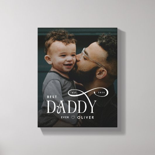 Modern Best Daddy Ever Photo Personalized Canvas Leinwanddruck (Vorderseite)