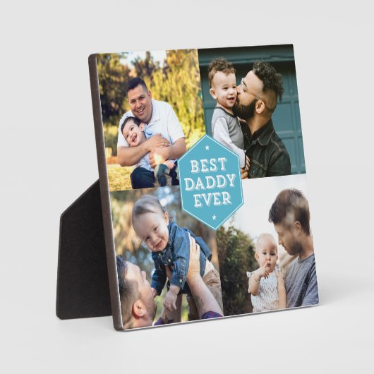 Modern Best Daddy je 4 Foto Collage Fotoplatte (Vorderseite)