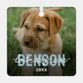 Modern Best Dog Ever Pet Foto Ornament Aus Metall (Vorderseite)