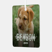 Modern Best Dog Ever Pet Foto Ornament Aus Metall (Vorderseite links)