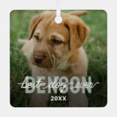 Modern Best Dog Ever Pet Foto Ornament Aus Metall (Vorderseite)
