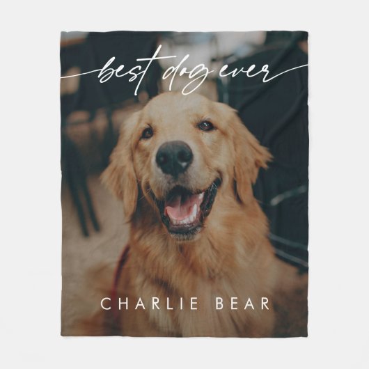 Modern Best Dog je Dark Foto Overlay Script Fleecedecke (Vorderseite)
