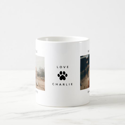 Modern Best Dog Vater je Foto Paw Print Kaffeetasse (Mittel)