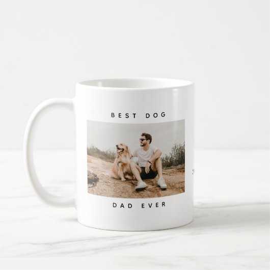 Modern Best Dog Vater je Foto Paw Print Kaffeetasse (Links)