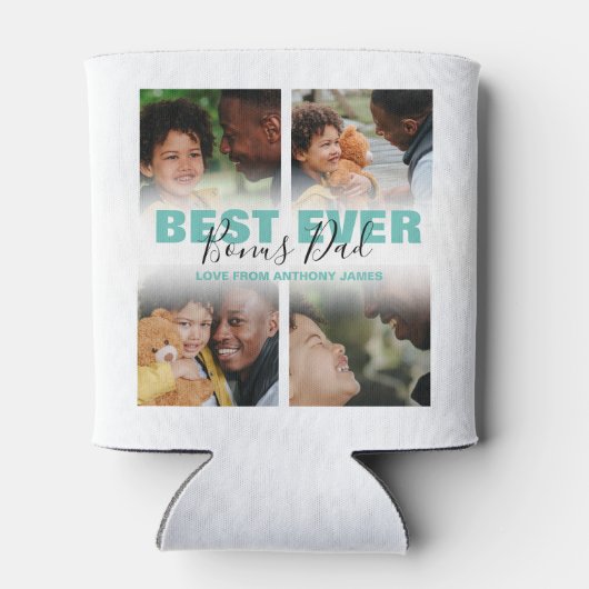 Modern Best Ever Bonus Vater | FotoCollage Dosenkühler (Rückseite)