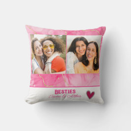 Modern Best Friend Pink und Gold Foto Collage Kissen