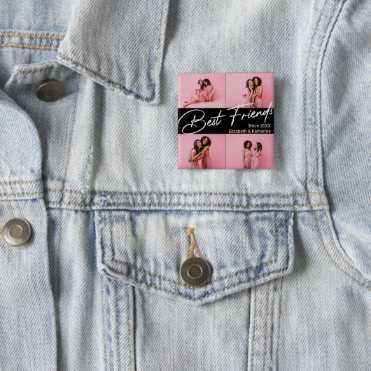 Modern Best Friends 4 Foto Collage Geschenk Button (Beispiel)