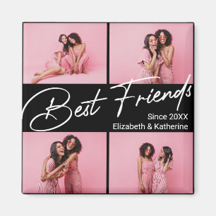 Modern Best Friends 4 Foto Collage Geschenk Magnet