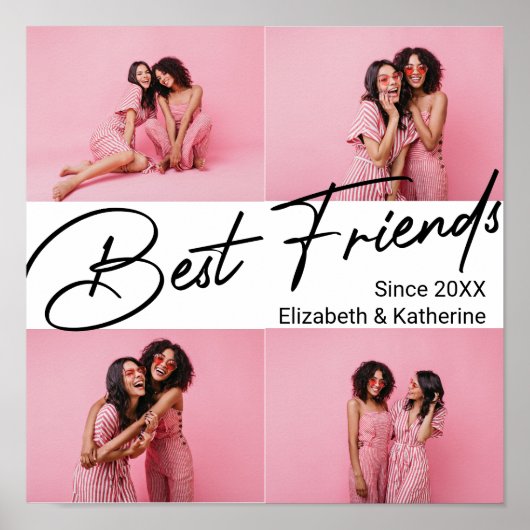 Modern Best Friends 4 Foto Collage Geschenk Poster (Vorne)