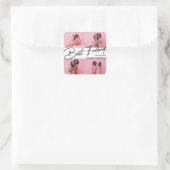 Modern Best Friends 4 Foto Collage Geschenk Quadratischer Aufkleber (Tasche)
