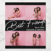 Modern Best Friends 4 Foto Collage Geschenk Weinetikett (Einzelnes Label)