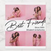 Modern Best Friends 4 Foto Collage Geschenk Weinetikett (Einzelnes Label)
