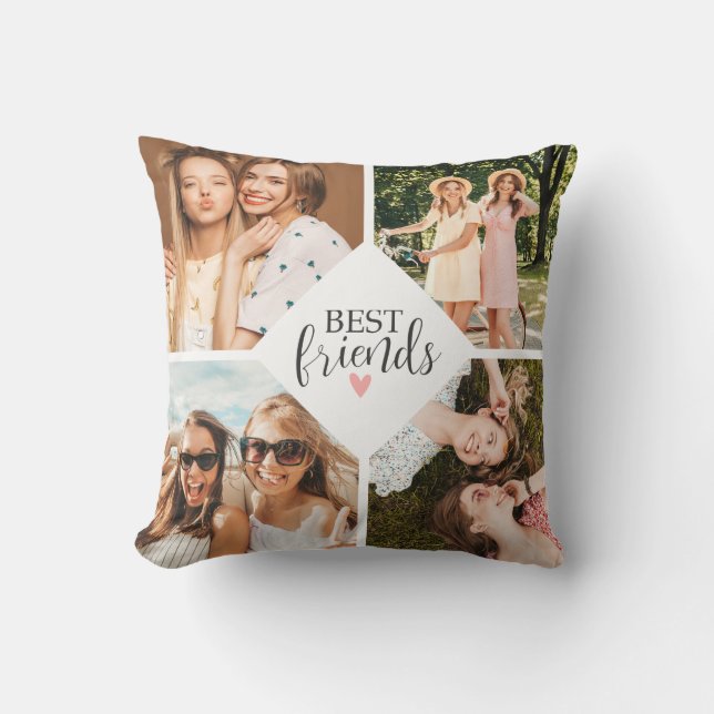 Modern Best Friends Beste Freundin Script Foto Kissen (Vorderseite)