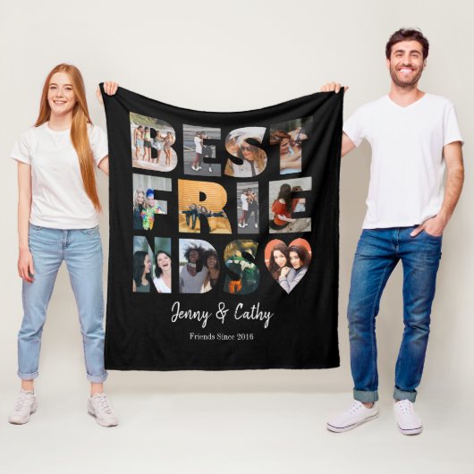 Modern Best Friends Besties Foto Collage Black Fleecedecke (Beispiel)