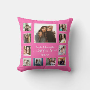 Modern Best Friends Forever 11 Foto Collage Pink Kissen