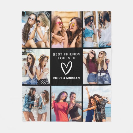 Modern Best Friends Forever Foto Collage Namen Fleecedecke (Vorderseite)